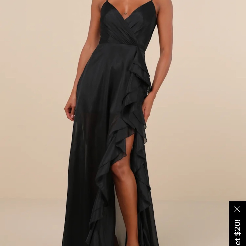 Lulu's Black Asymmetrical Ruffle Dress